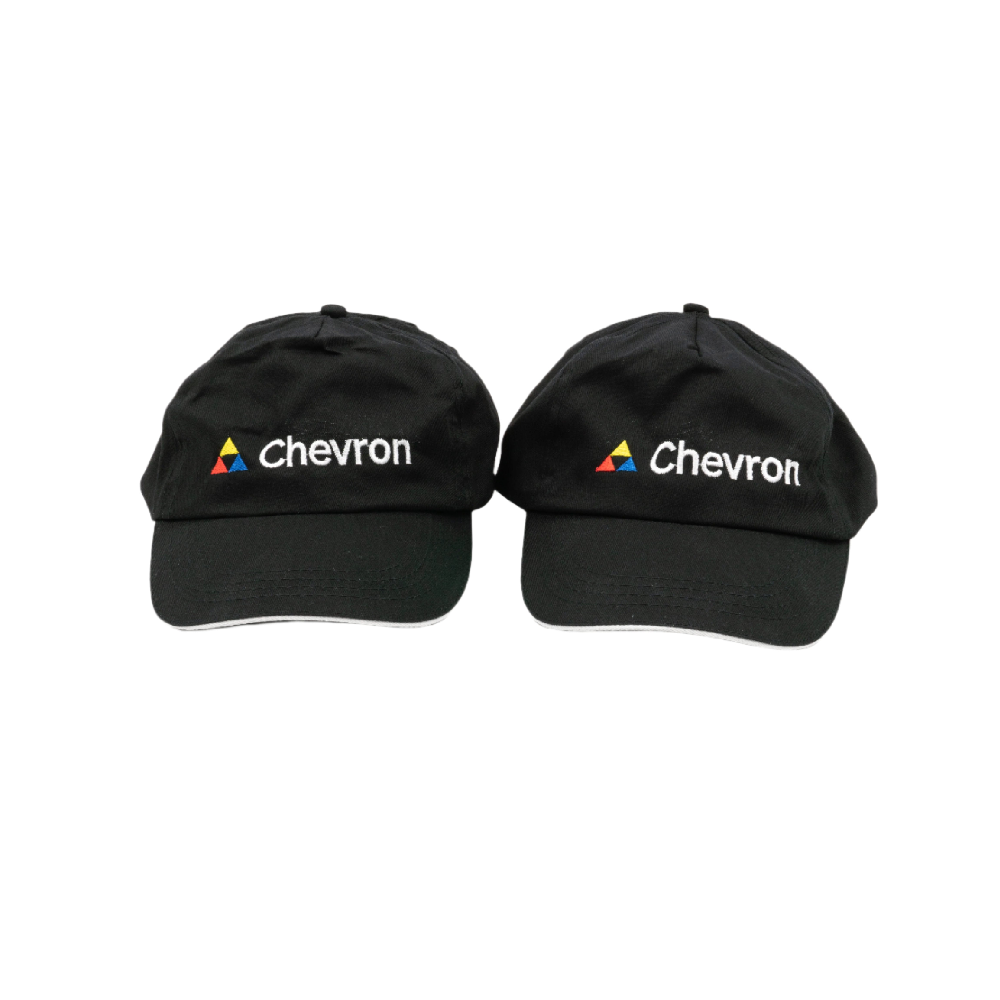 Chevron - 5 Panel Sandwich Black Caps - Colour Logo White Text
